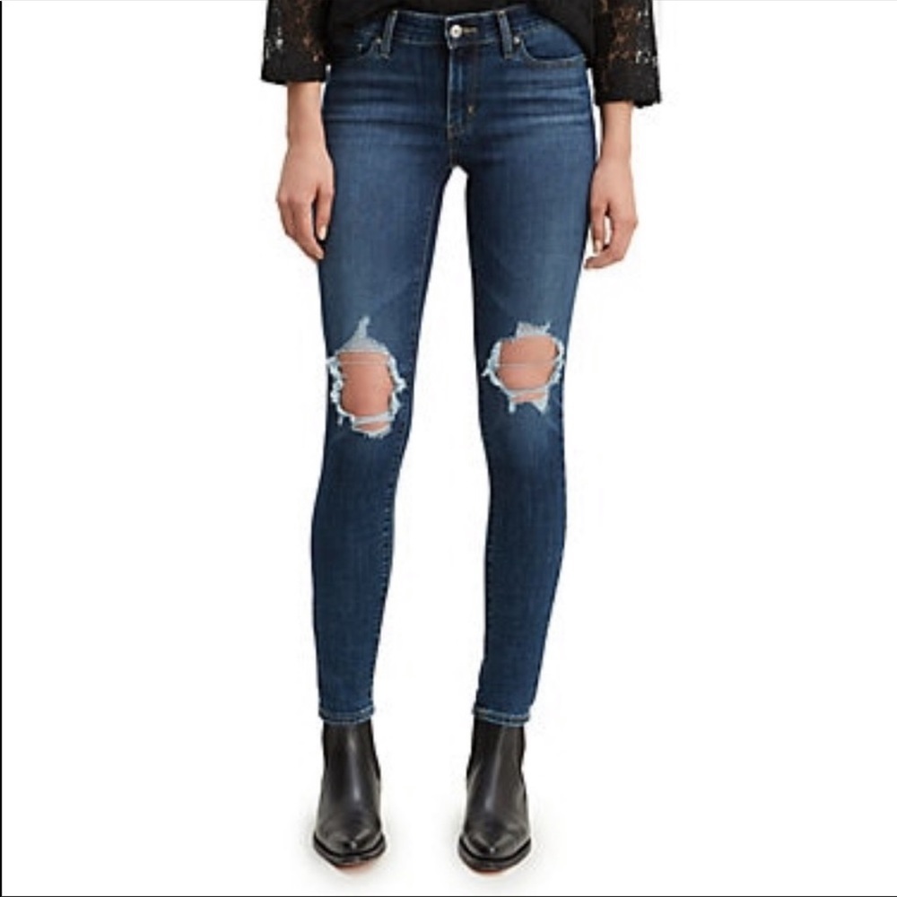 Levi’s 711 Distressed Destroyed Skinny Jeans Sz 30